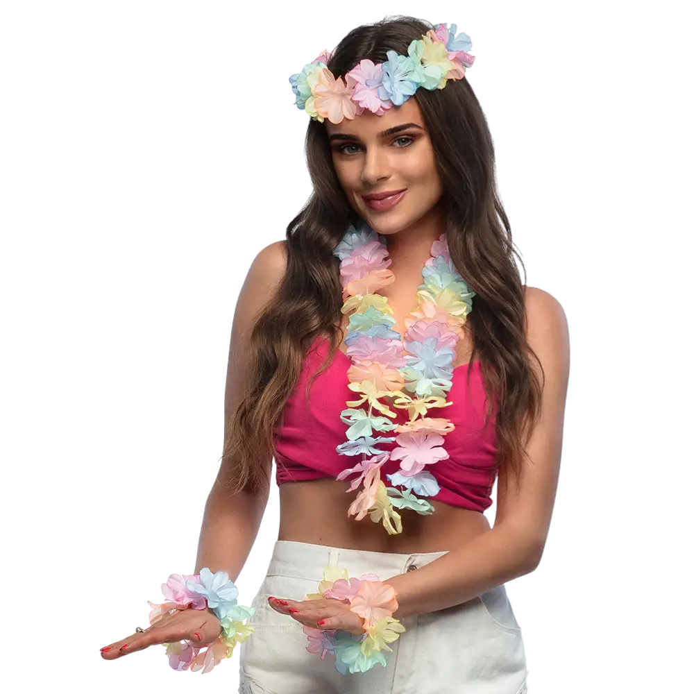 Kit Hawaï Pastel – Accessoires Déguisement Hawaïen