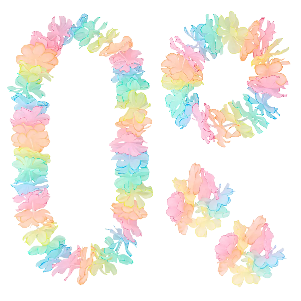 Kit Hawaï Pastel – Accessoires Déguisement Hawaïen