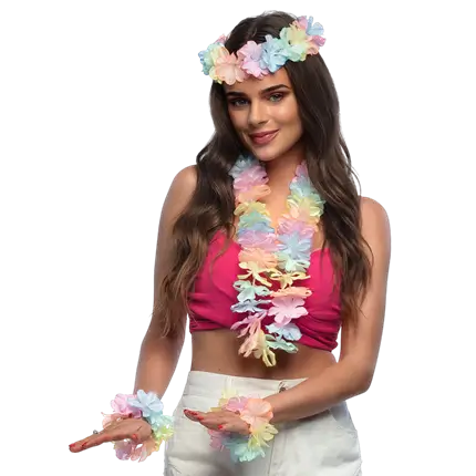 Kit Hawaï Pastel – Accessoires Déguisement Hawaïen
