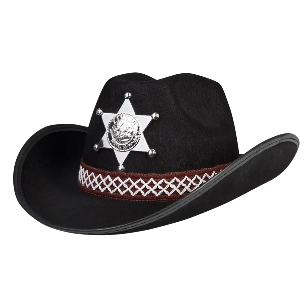 Chapeau Cowboy Enfant Sheriff Noir – Accessoire Déguisement Far West