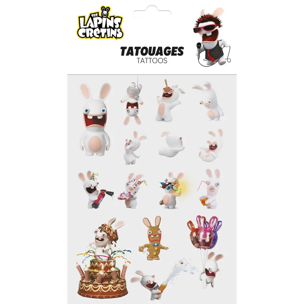 Tatouages Éphémères Lapins Crétins™ pour Enfant – Accessoires Anniversaire