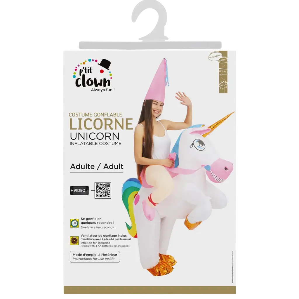 Déguisement Gonflable Licorne avec Cavalier Adulte – Costume EVJF Taille Unique