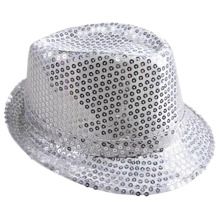 Chapeau Borsalino à Sequins Argent Adulte – Accessoires Soirée Disco