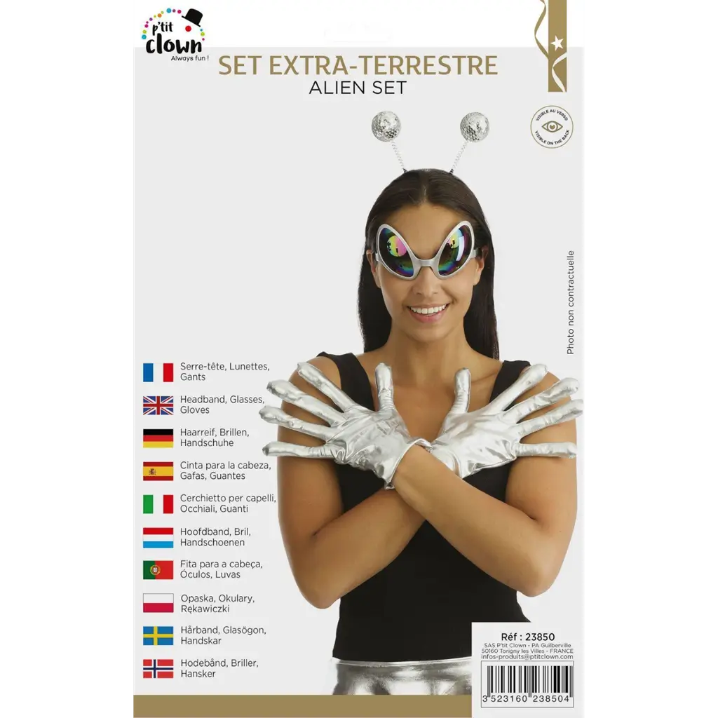 Kit Accessoires Extra-Terrestre Argent Adulte – Accessoires Déguisement Alien