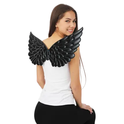 Ailes d’Ange Noires 62 cm – Accessoires Déguisement Ange ou Démon