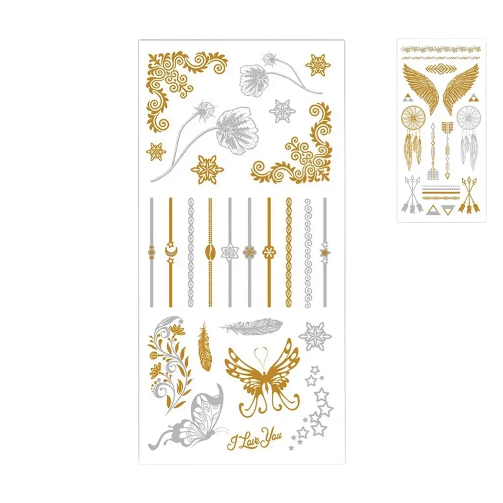 Tatouages Éphémères Or et Argent – Accessoires Fête