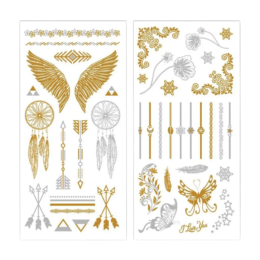 Tatouages Éphémères Or et Argent – Accessoires Fête