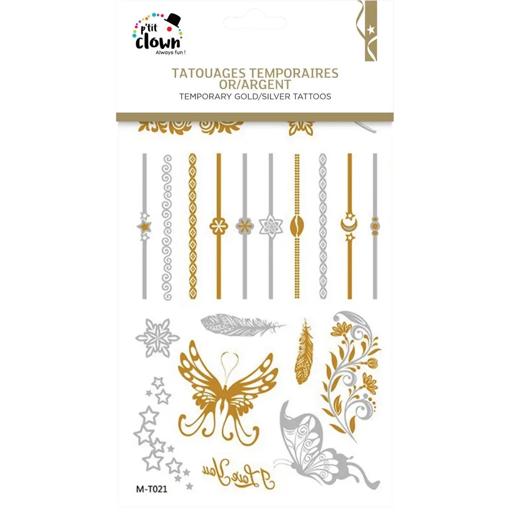 Tatouages Éphémères Or et Argent – Accessoires Fête