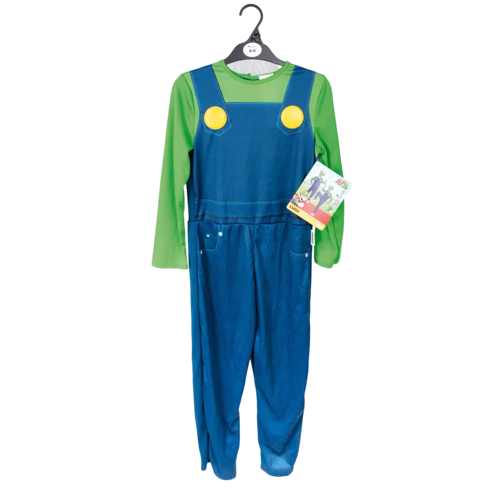 Déguisement Luigi™ enfant 7-8 ans avec combinaison, casquette et moustache, idéal pour carnaval, Halloween, anniversaire Super Mario™
