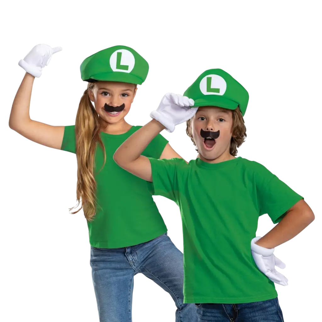Kit accessoires Luigi™ enfant – casquette, gants et moustache Super Mario™