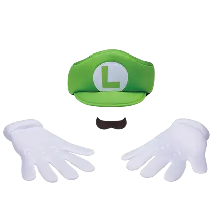 Kit accessoires Luigi™ enfant – casquette, gants et moustache Super Mario™
