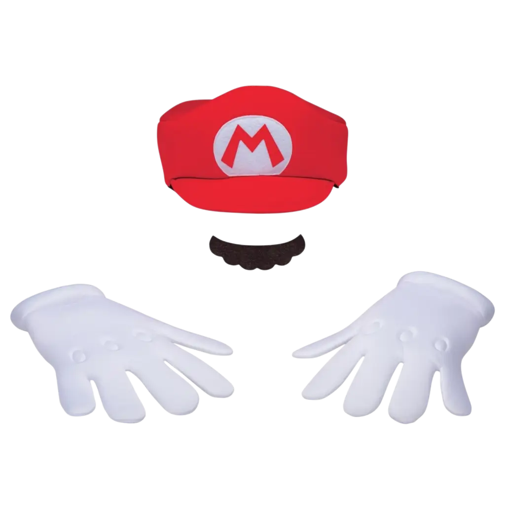 Kit accessoires Mario™ enfant – casquette, gants et moustache Super Mario™