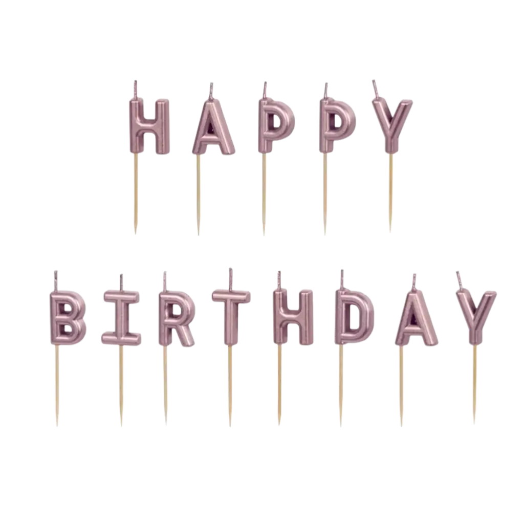 Bougie HAPPY BIRTHDAY Or Rose