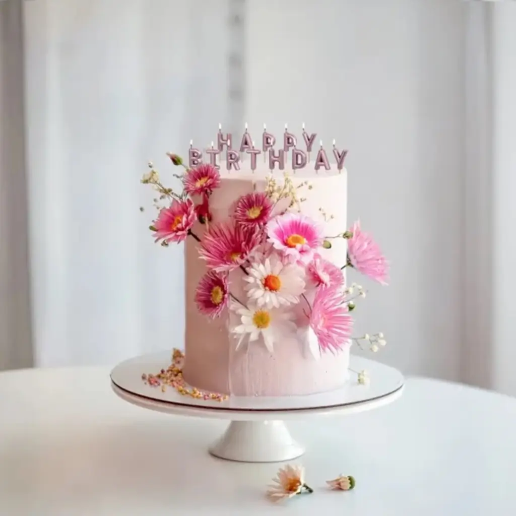 Bougie HAPPY BIRTHDAY Or Rose