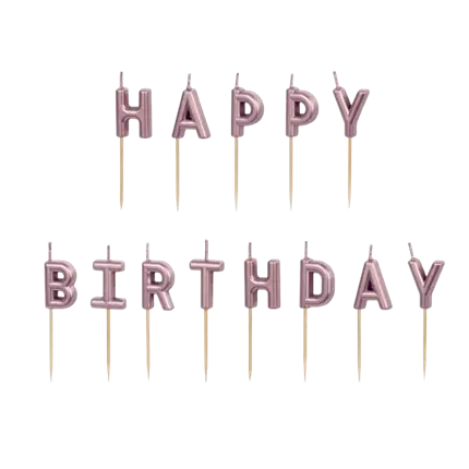 Bougie "HAPPY BIRTHDAY" Or Rose