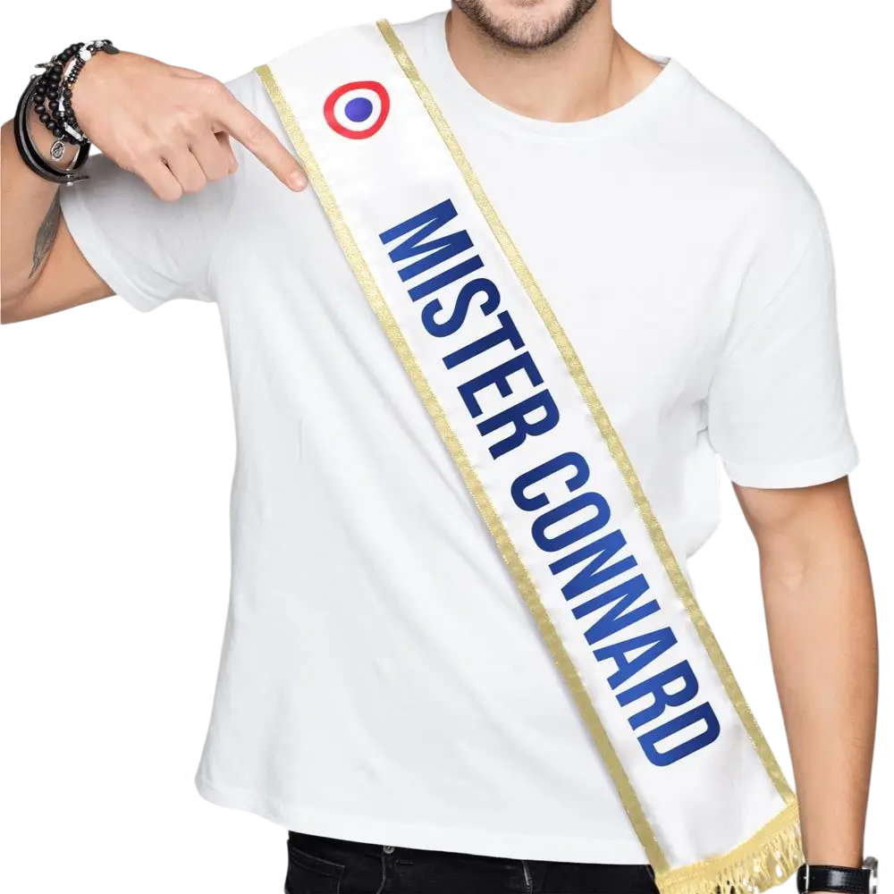 Écharpe Mister Connard – accessoire humoristique pour anniversaire et soirée festive