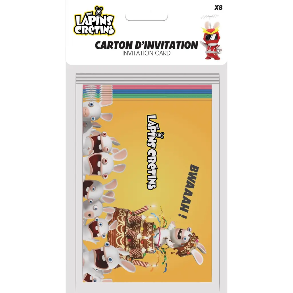 Cartes Invitation Lapins Crétins™ Lot de 8 – Anniversaire Enfant