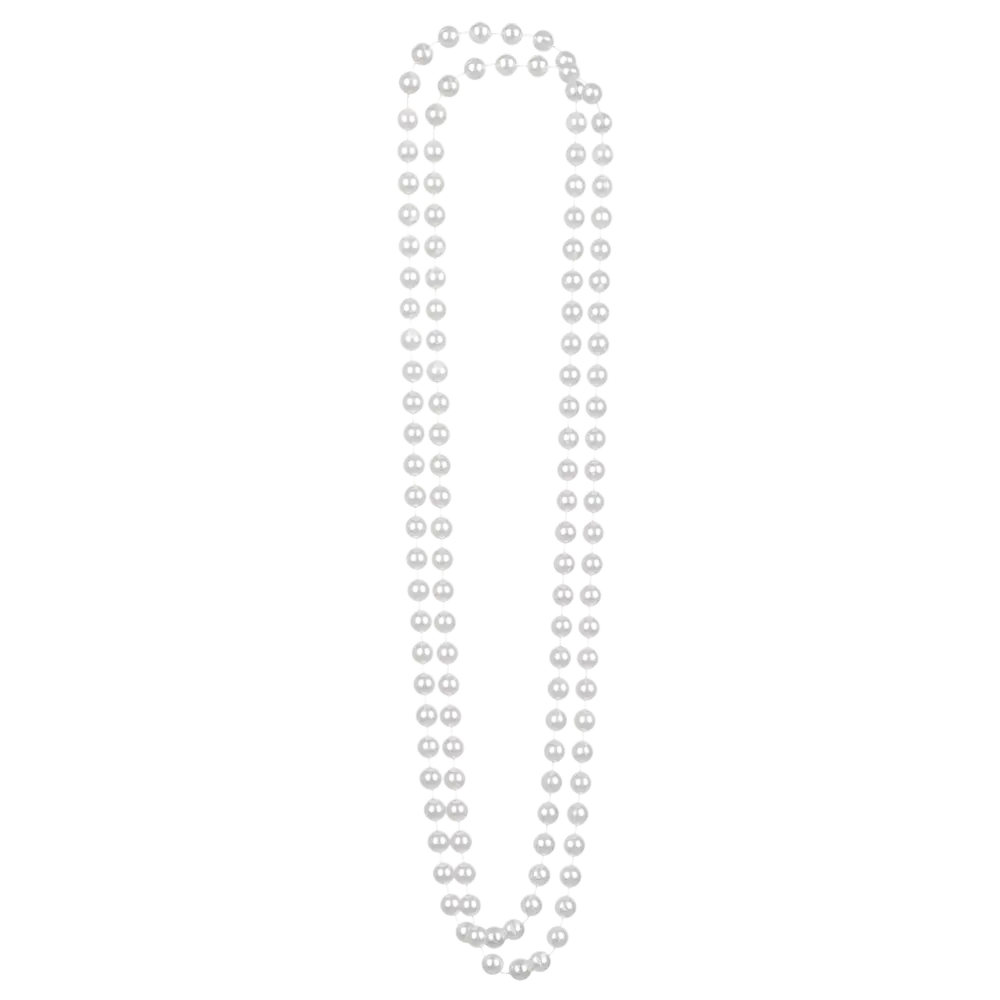 Collier Perles Blanches Femme – Déguisement Charleston Années 20 Gatsby