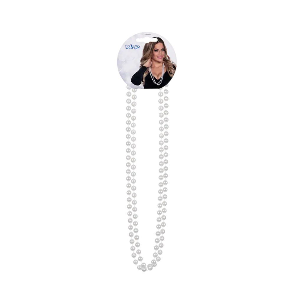Collier Perles Blanches Femme – Déguisement Charleston Années 20 Gatsby