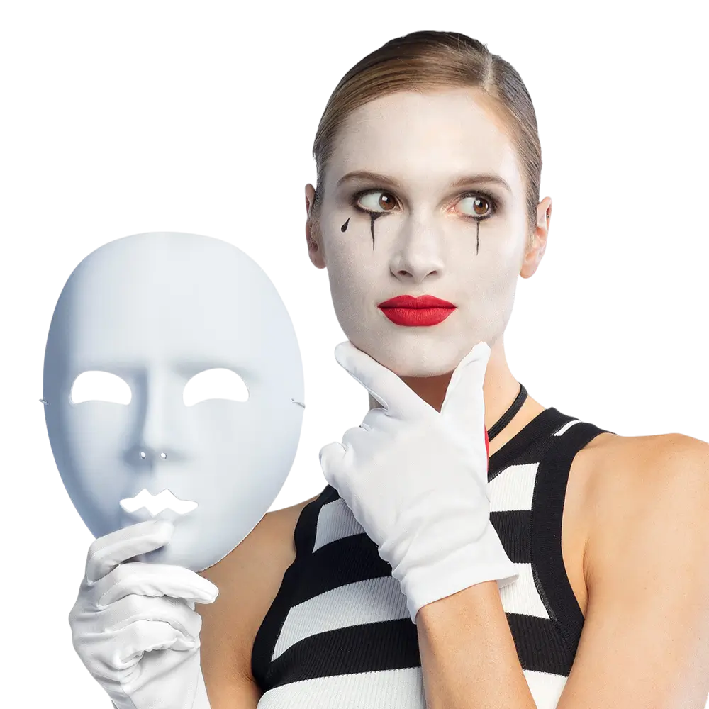 Masque Mime Blanc – Accessoire Déguisement Spectacle Carnaval