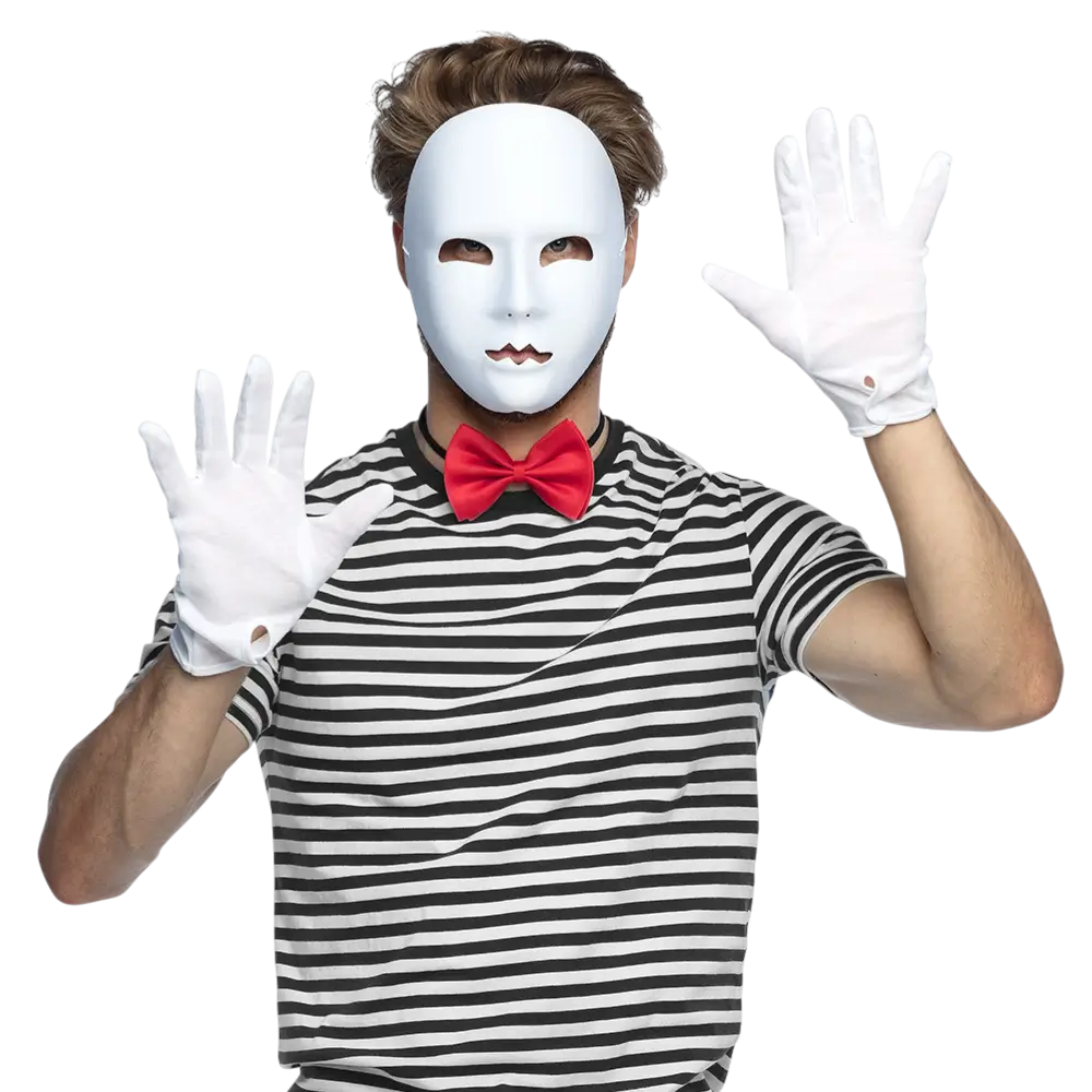 Masque Mime Blanc – Accessoire Déguisement Spectacle Carnaval