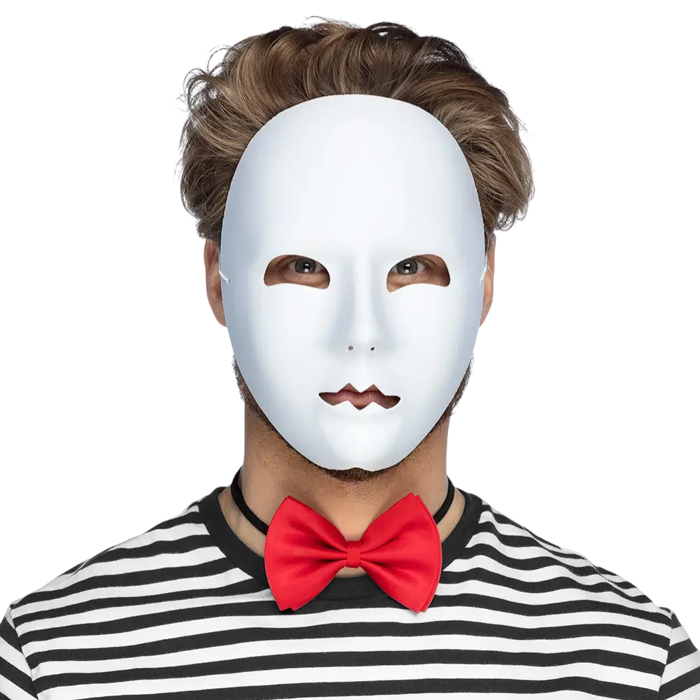 Masque Mime Blanc – Accessoire Déguisement Spectacle Carnaval