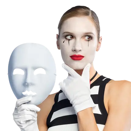 Masque Mime Blanc – Accessoire Déguisement Spectacle Carnaval