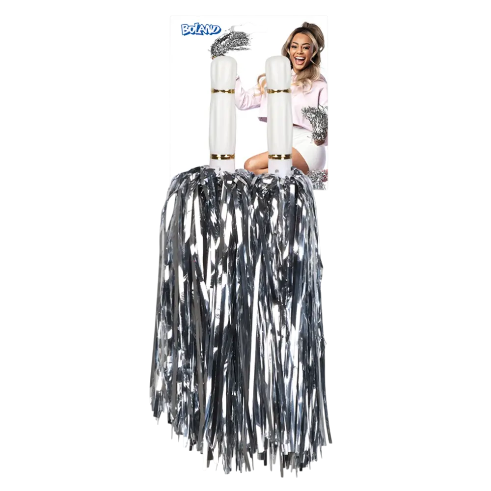 Pom Poms Métalliques Argent – Accessoires EVJF Soirée