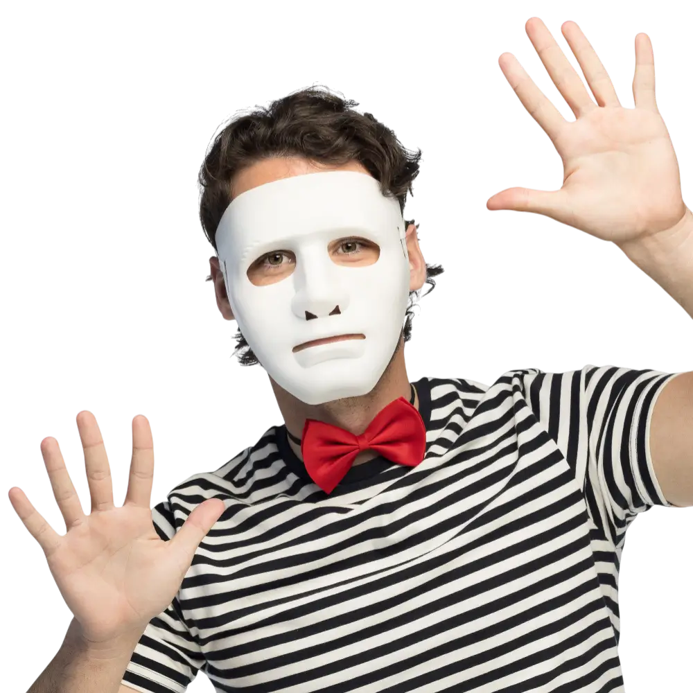 Masque Mime Blanc Théâtre – Accessoire Déguisement Artistique Carnaval Soirée