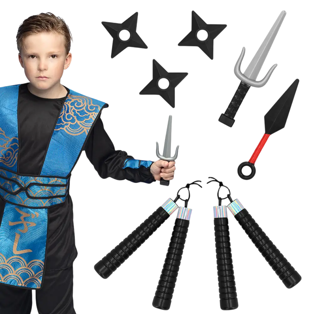 Kit Armes Ninja Enfant 7 Pièces – Accessoires Déguisement Combat Samouraï