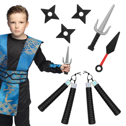 Kit Armes Ninja Enfant 7 Pièces – Accessoires Déguisement Combat Samouraï