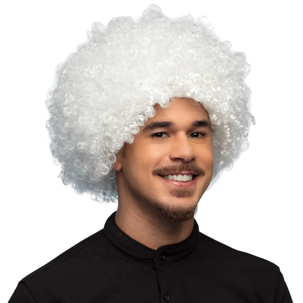 Perruque Disco Blanche – Accessoire Déguisement Années 70 Soirée