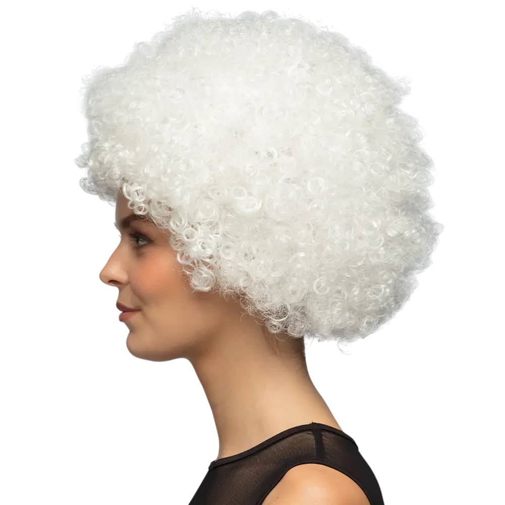 Perruque Disco Blanche – Accessoire Déguisement Années 70 Soirée