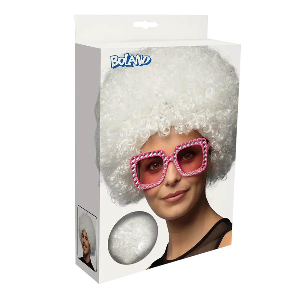 Perruque Disco Blanche – Accessoire Déguisement Années 70 Soirée