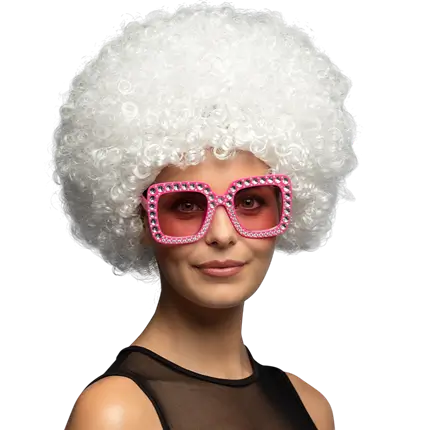 Perruque Disco Blanche – Accessoire Déguisement Années 70 Soirée