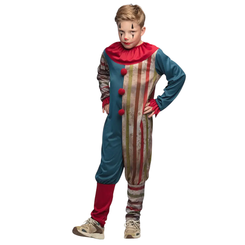 Déguisement Clown Maléfique Enfant 7-9 Ans – Costume Effrayant Halloween