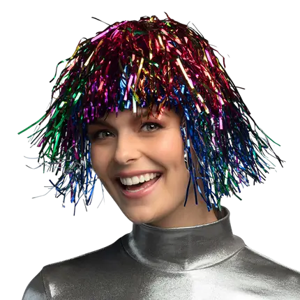 Perruque Métallique Multicolore – Accessoire Déguisement Disco et Soirée