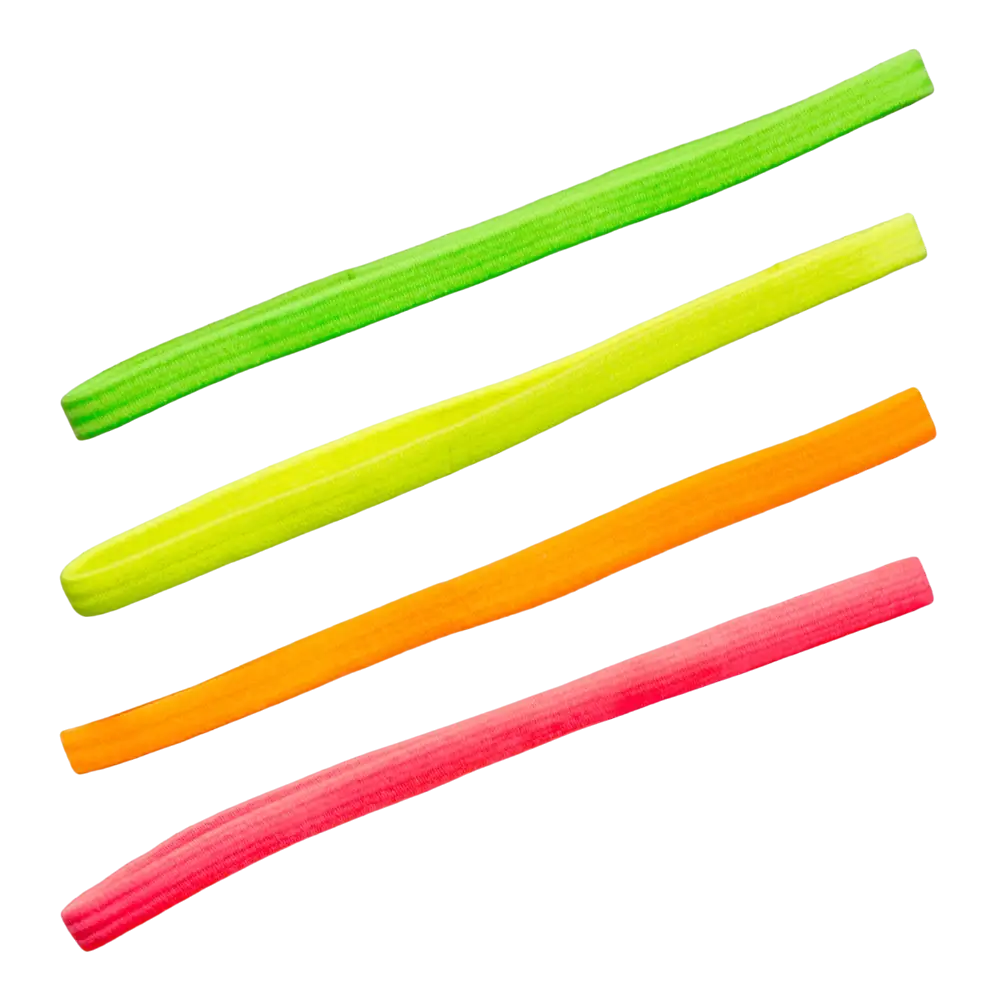 Lot de 4 Bandeaux Élastiques Fluo UV – Accessoires Années 80 et Festival