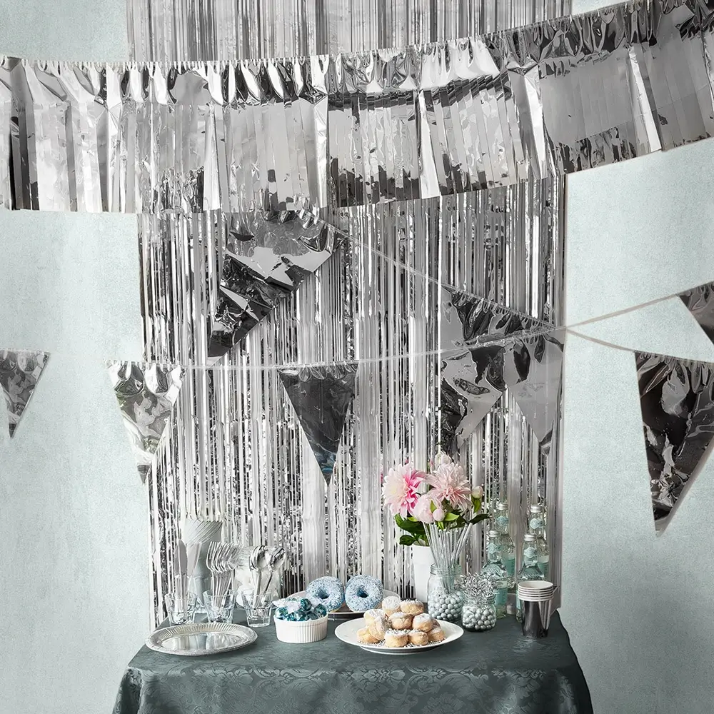 Guirlande Fanions Métallique Argent 10 m – Décoration Fête et Anniversaire