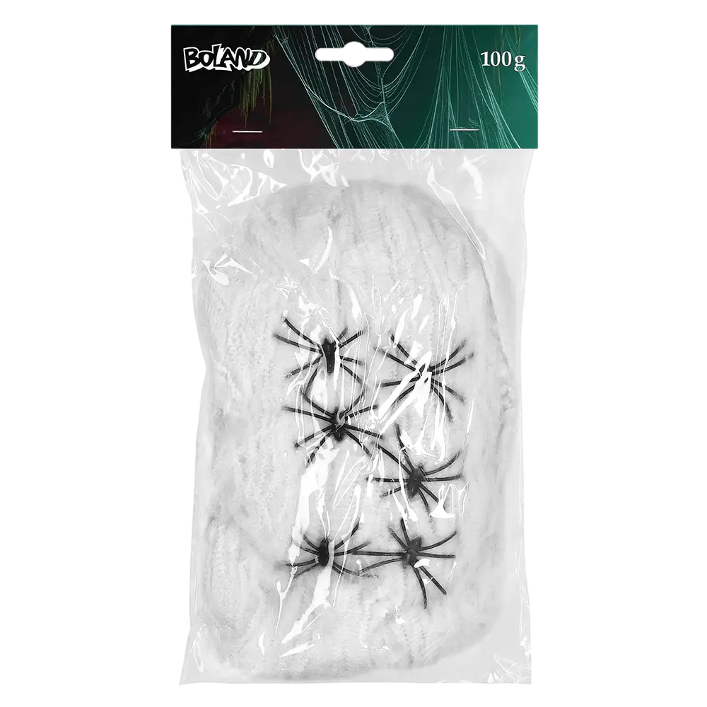 Toile d’Araignée Halloween Blanche 100 g avec 6 Araignées – Décoration Horreur