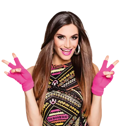 Mitaines Rose Fluo UV – Accessoire Années 80 et Festival
