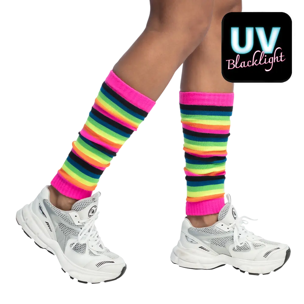 Jambières Arc-en-ciel UV – Accessoire Festival, Pride et Années 80