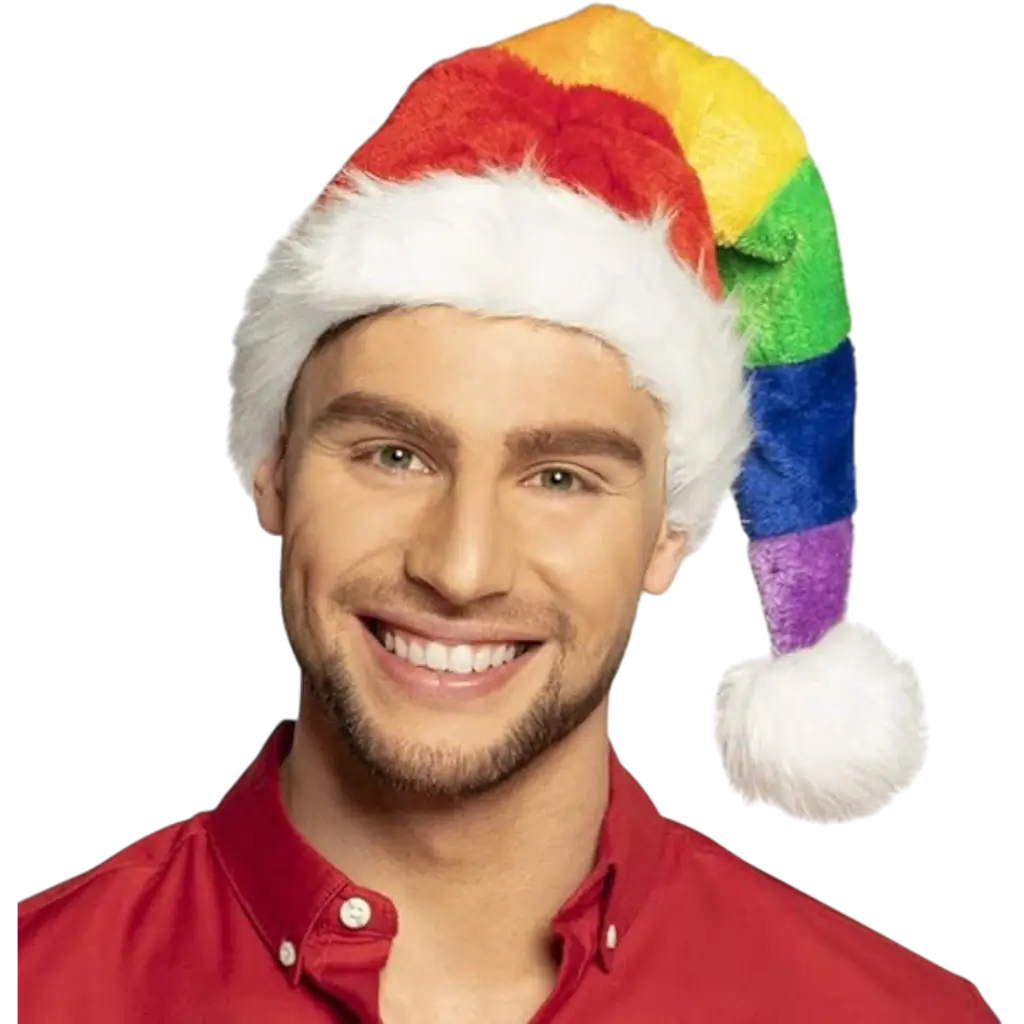 Bonnet de Noël Arc-en-ciel – Bonnet Père Noël Multicolore Festif