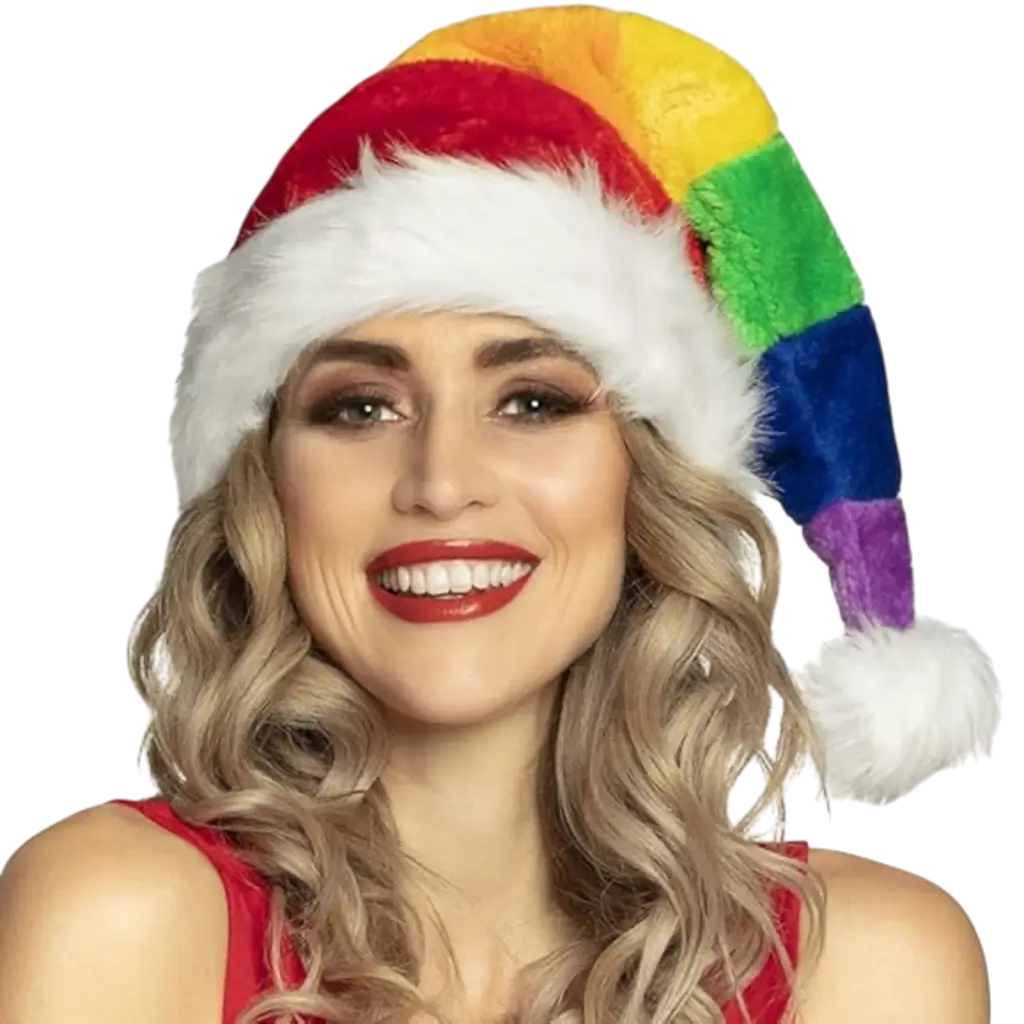 Bonnet de Noël Arc-en-ciel – Bonnet Père Noël Multicolore Festif