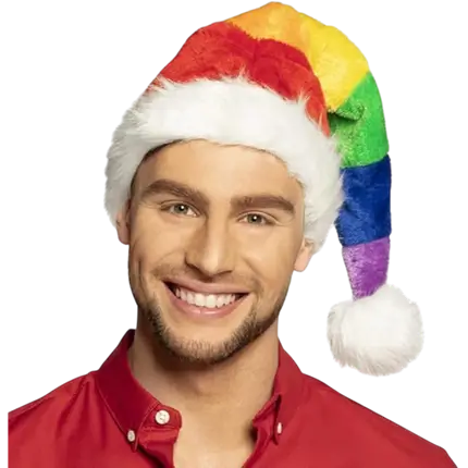 Bonnet de Noël Arc-en-ciel – Bonnet Père Noël Multicolore Festif