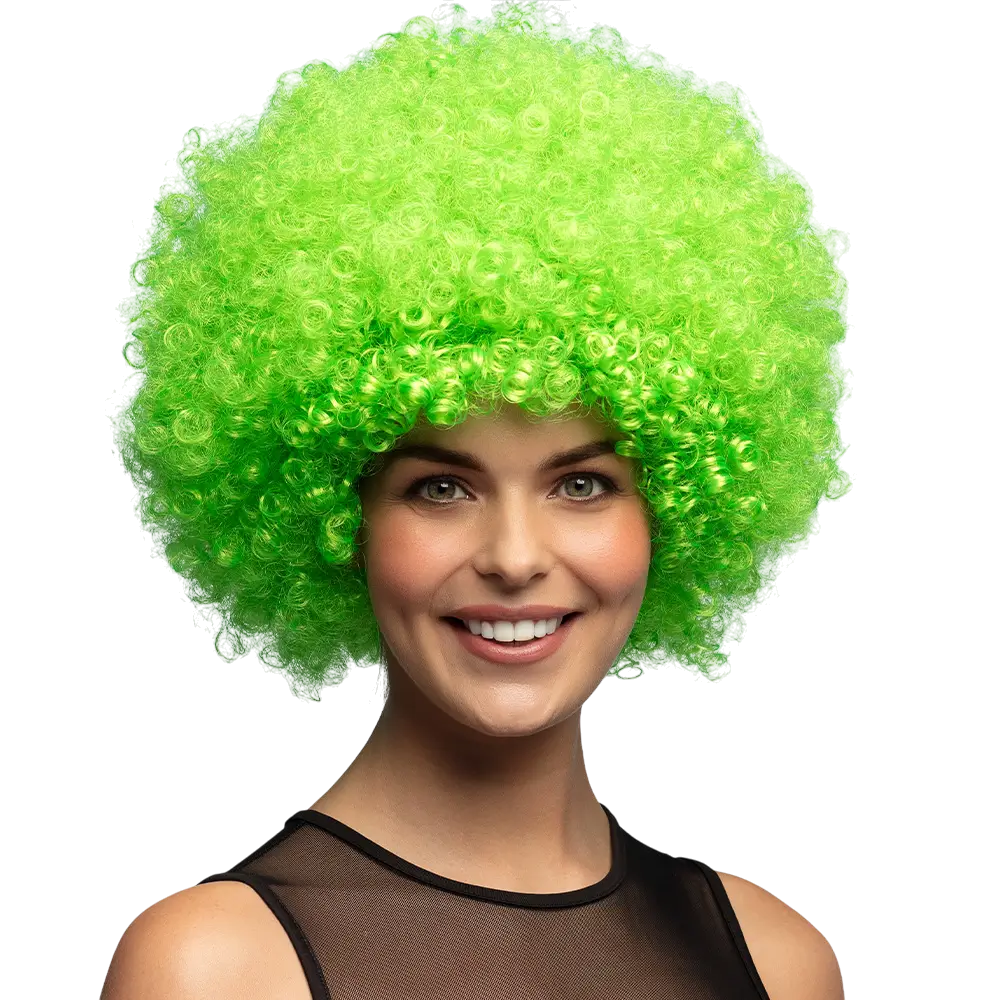 Perruque Disco Groove Vert Fluo – Style Années 80 et Soirée UV
