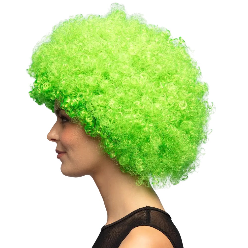 Perruque Disco Groove Vert Fluo – Style Années 80 et Soirée UV