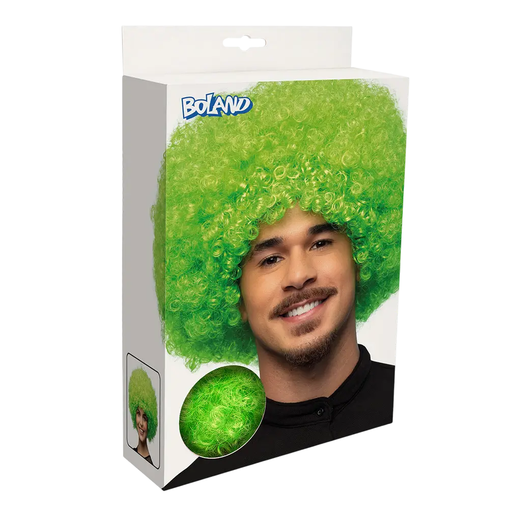 Perruque Disco Groove Vert Fluo – Style Années 80 et Soirée UV