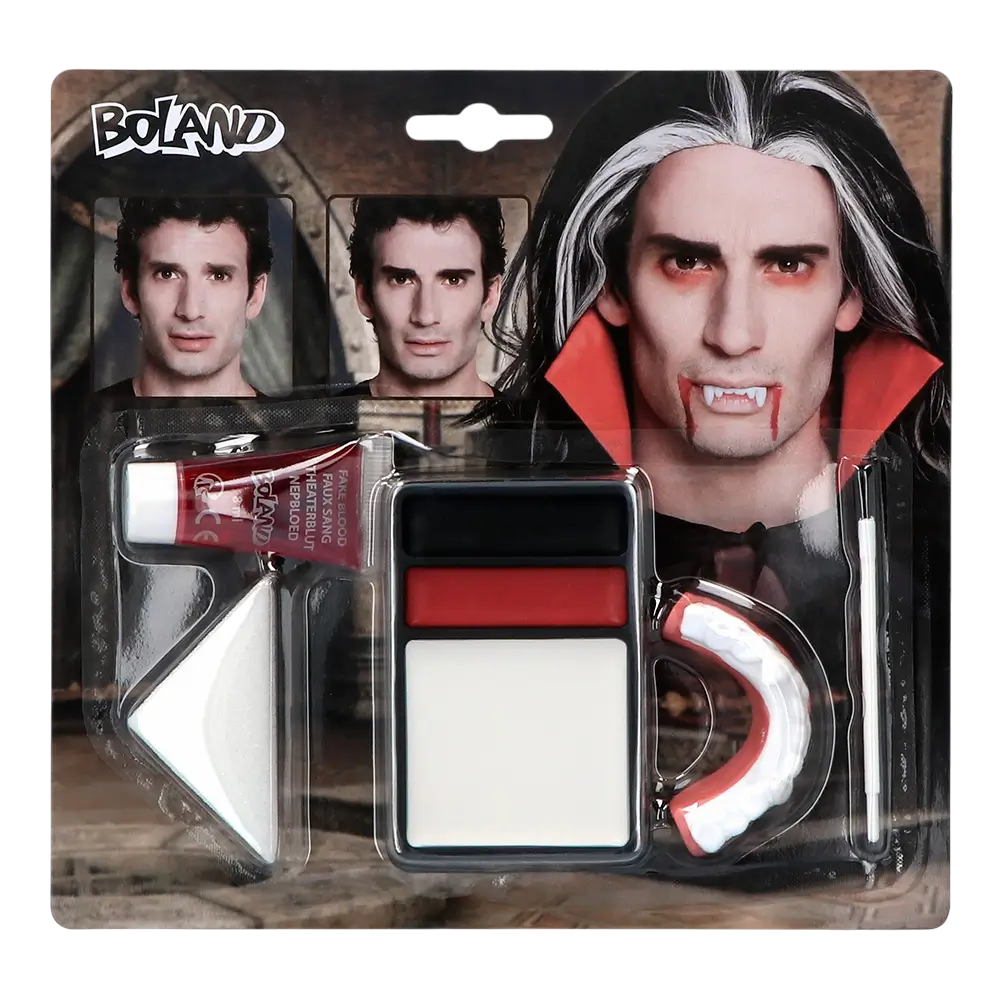 Kit Maquillage Vampire Deluxe – Dents, Faux Sang et Maquillage Halloween