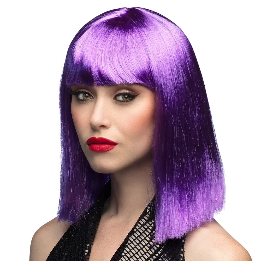 Perruque Dance Violet Néon – Style Disco Années 80 et Soirée Fluo